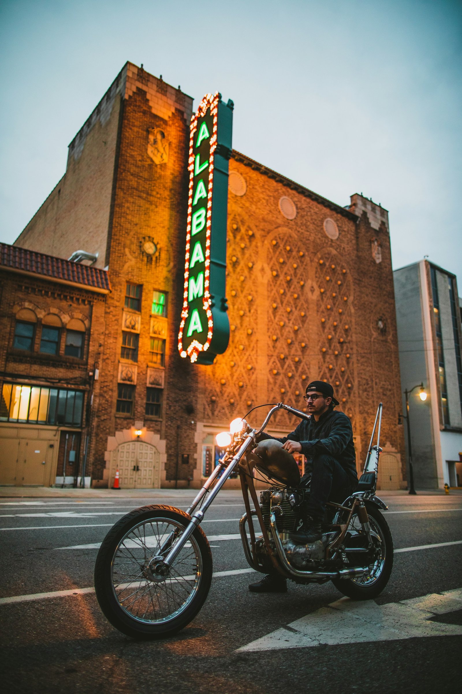 Historic Alabama Theatre and downtown Birmingham streetscape representing statewide wholesale service