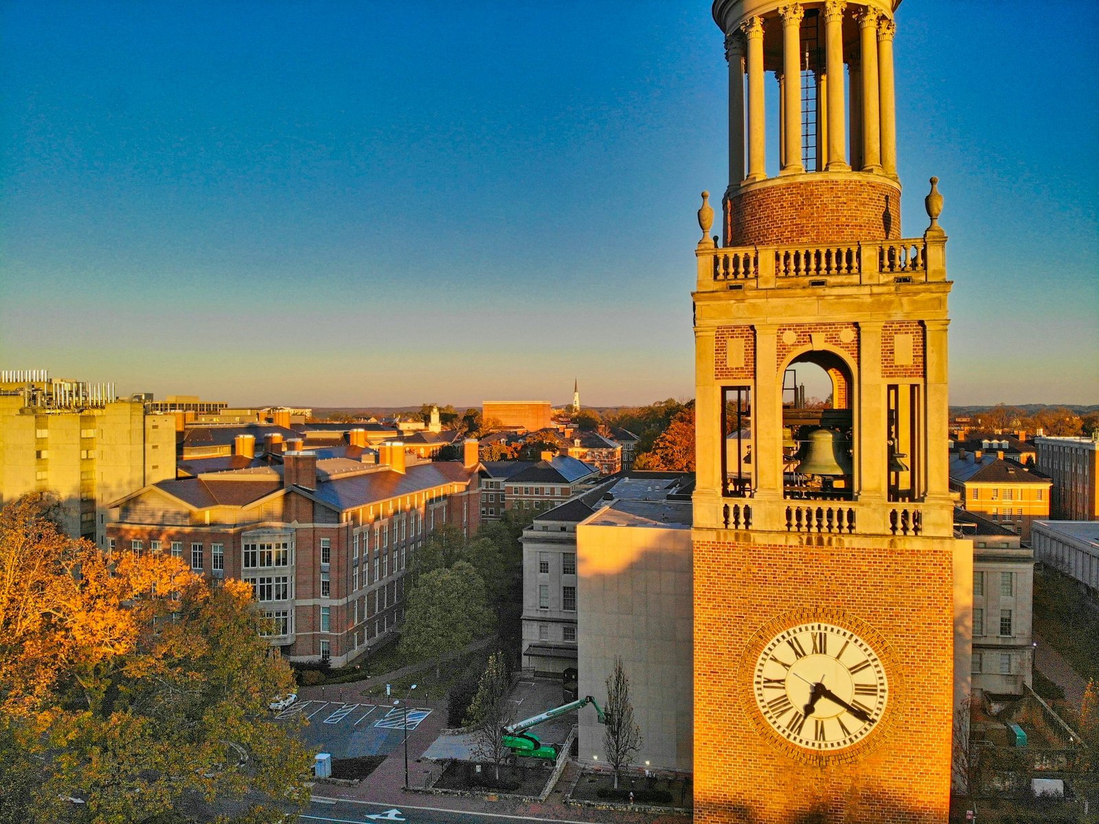 North Carolina city clock tower and surrounding buildings representing statewide wholesale service